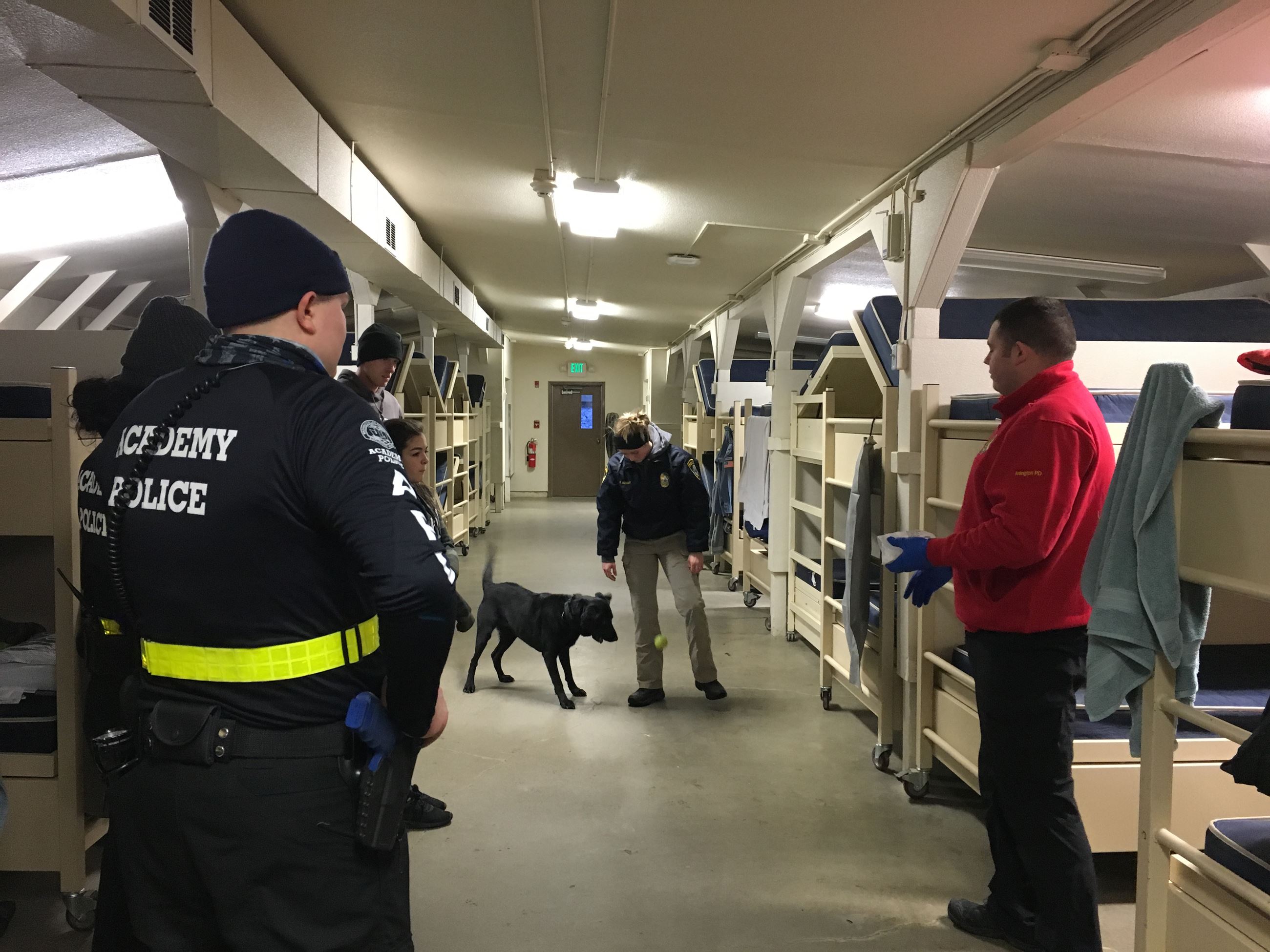 K9 Tara and Officer Metcalfe demonstrate at Explorers Academy with Officer Ellis